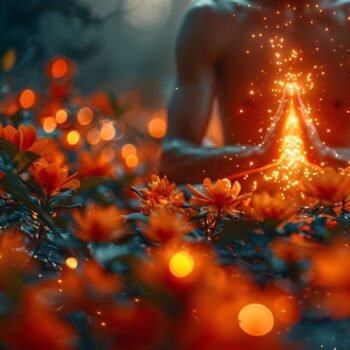 homme assis pratiquant la meditation